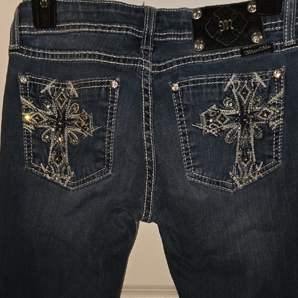 Women's Slim Si Miss Me Jeggings Jeans with Cross RhinestoneEmbellished Pockets - Picture 1 of 7